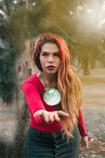 Woman in Red Sweatshirt