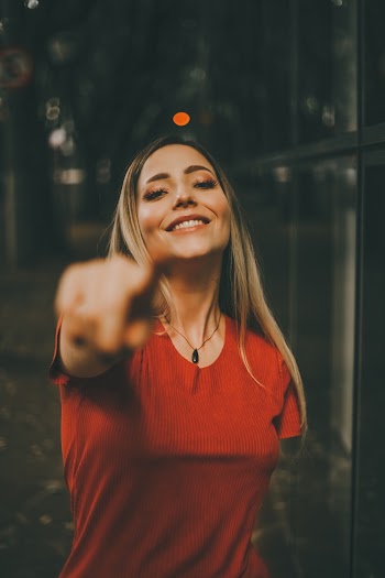 Woman in Red T-shirt
