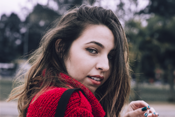 Woman in Red Top