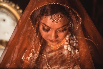 Woman in Red Veil