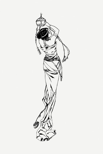 Woman in silky dress drawing, | Free PSD - rawpixel