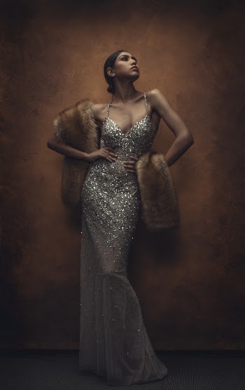 Woman In Silver Sequin Dress
