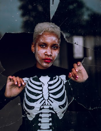 Woman in Skeleton Costume