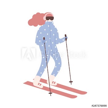 Woman in snowsuit skiing