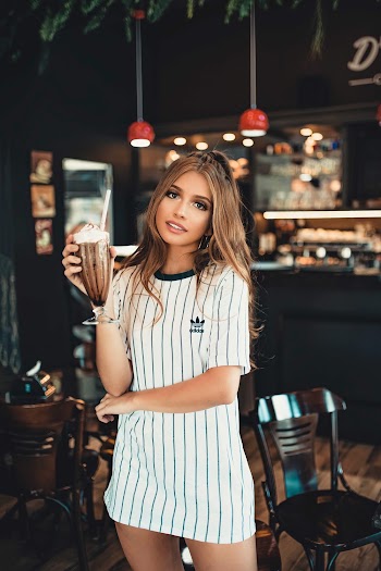 Woman In Stripe Dress