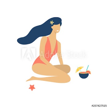 Woman in swimsuit with fresh cocktail