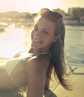 Woman In White Bikini Top 