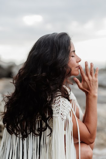 Woman  in White Cardigan