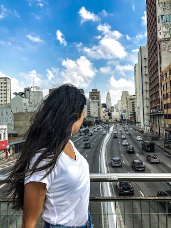 Woman in White Crew-neck Top