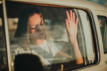 Woman in White Crew-neck Top 