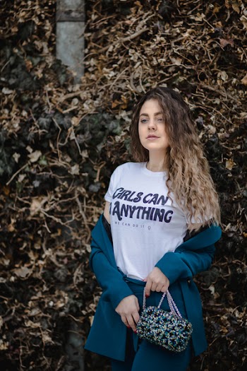 Woman in White Girl Can Do Anything-printed Crew-neck Shirt