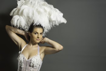 Woman in White Headdress and White Mesh Top