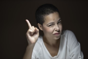 Woman in White Scoop-neck Shirt