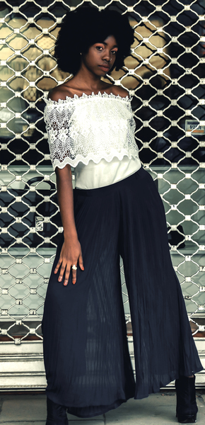 Woman in White Tube Jumpsuit