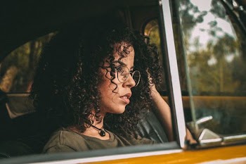 woman inside vehicle