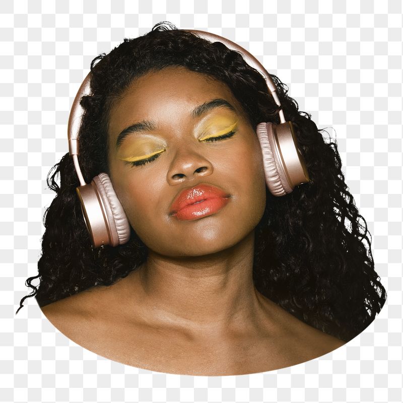 Woman listening png to music | Free PNG - rawpixel