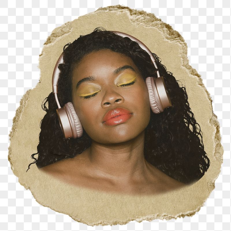 Woman listening png to music | Free PNG - rawpixel