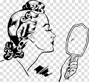 Woman Looking At Small Mirror transparent PNG - StickPNG