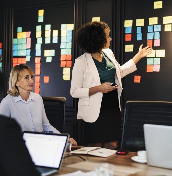 Woman Looking at Stick Notes