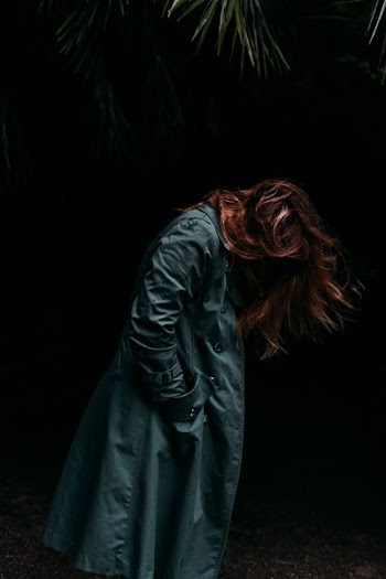 woman looking downward