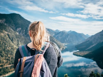 Woman Looking Onto Mountain