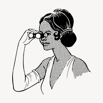 Woman looking through opera glasses | Free Vector - rawpixel