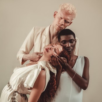 Woman Lying on Man Shoulder