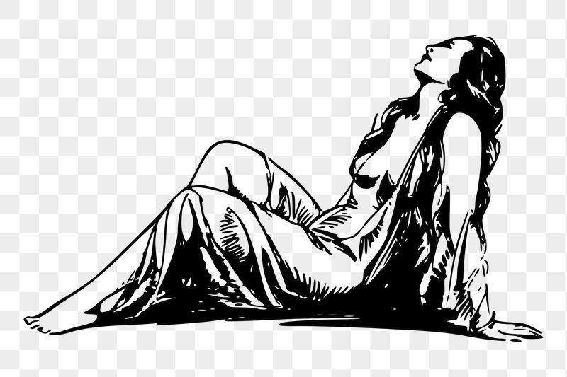 Woman lying png sticker illustration, | Free PNG - rawpixel