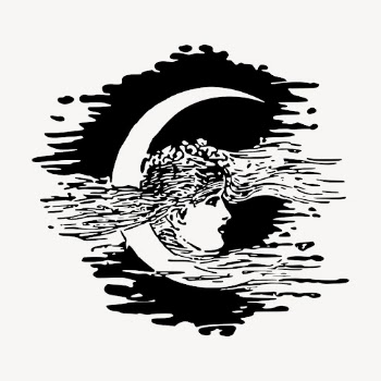 Woman & moon clipart, vintage | Free Vector - rawpixel