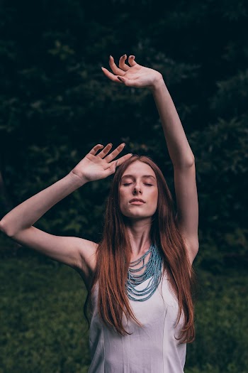 Woman Near Bushes