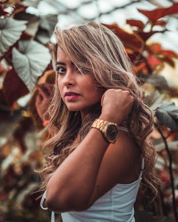 Woman Near Plant