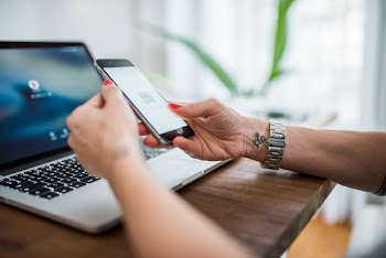 Woman on Mobile &amp; Computer