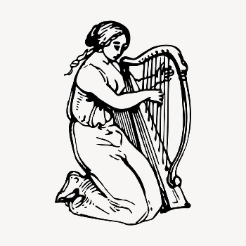 Woman playing harp clipart, vintage | Free Vector - rawpixel