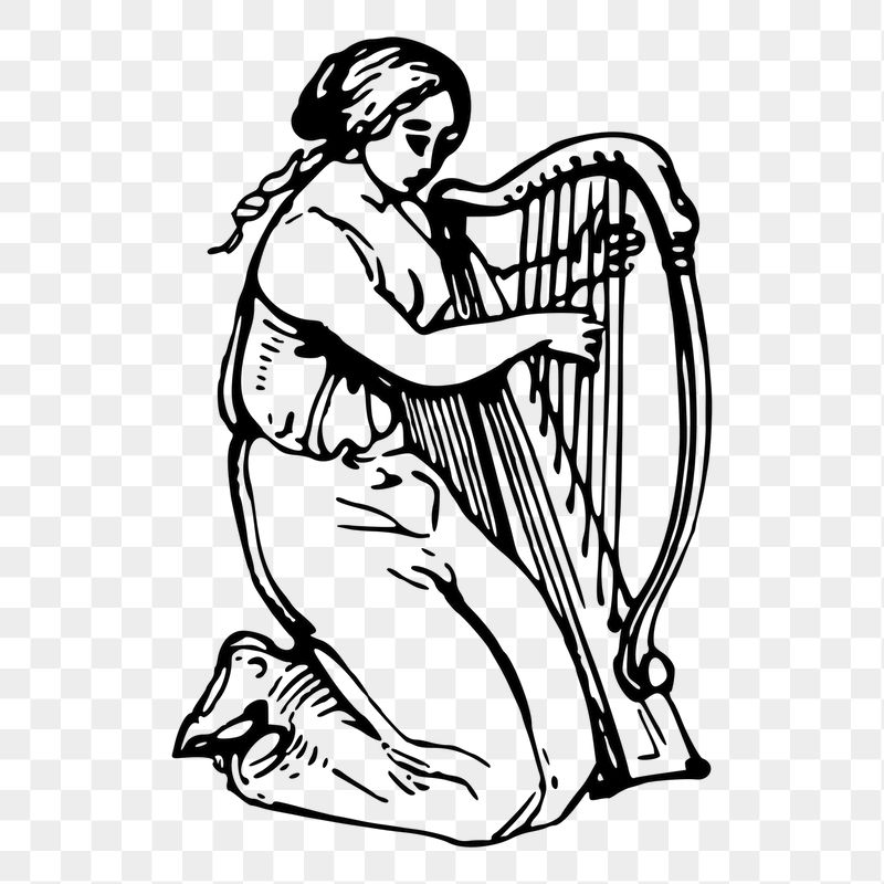 Woman playing harp png sticker | Free PNG - rawpixel