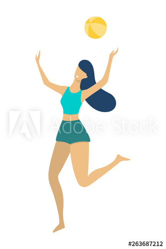Woman playing the beach volleyball