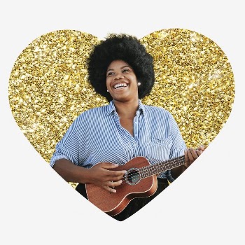 Woman playing ukulele collage element, | Free PSD - rawpixel