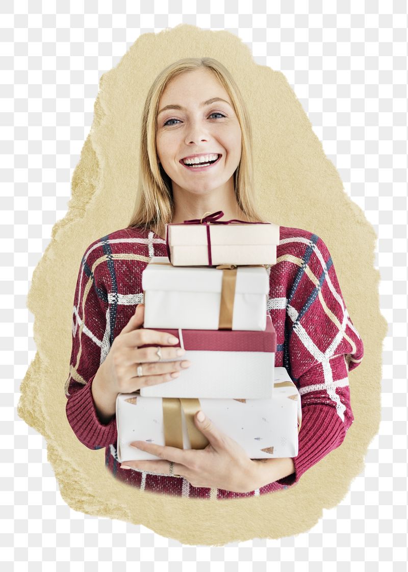 Woman png carrying gift boxes | Free PNG - rawpixel