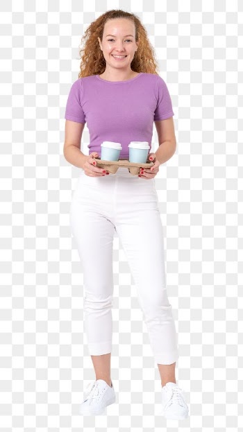 Woman png holding coffee cup mockup | Free stock illustration | High Resolution graphic
