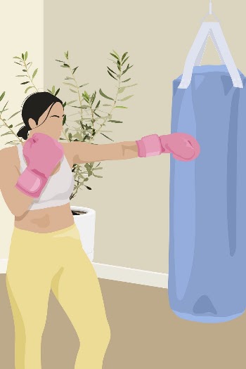 Woman punching bag background, realistic | Free Photo Illustration - rawpixel