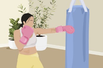 Woman punching bag background, realistic | Free Photo Illustration - rawpixel