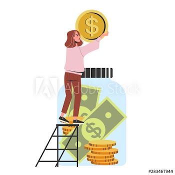 Woman put money inside the jar