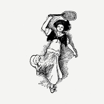 Woman & racket clipart, vintage | Free PSD Illustration - rawpixel