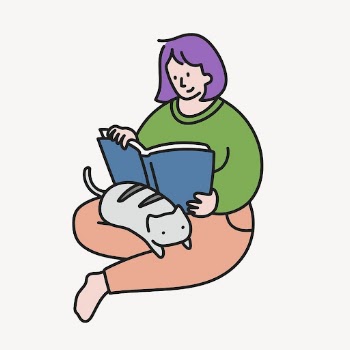 Woman reading book clipart, hobby | Free Vector Illustration - rawpixel
