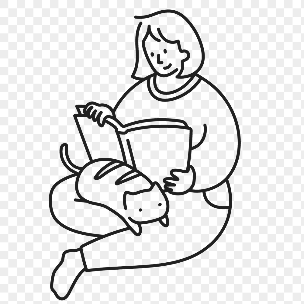 Woman reading book png sticker, | Free PNG Illustration - rawpixel