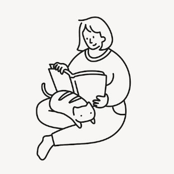 Woman reading book sticker, hobby | Free PSD Illustration - rawpixel
