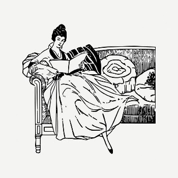 Woman reading collage element, vintage | Free PSD Illustration - rawpixel