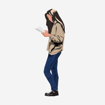 Woman reading paper clipart illustration. | Free Photo - rawpixel