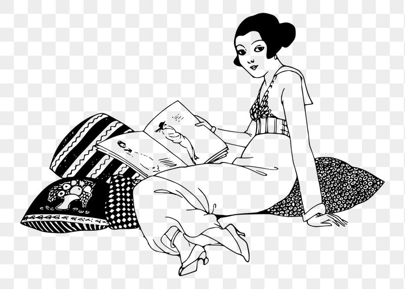 Woman reading png sticker illustration, | Free PNG - rawpixel