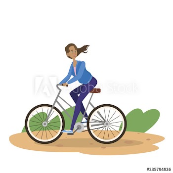 Woman ride bike in city park