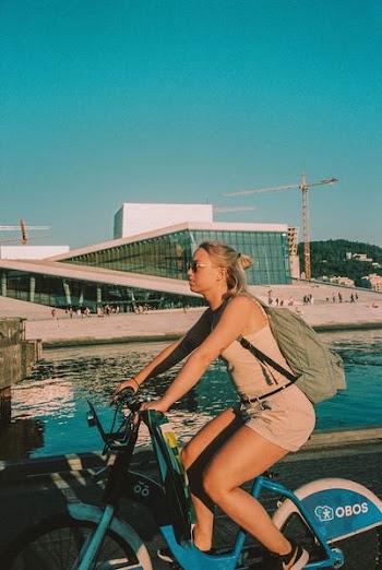 woman riding a bicycle